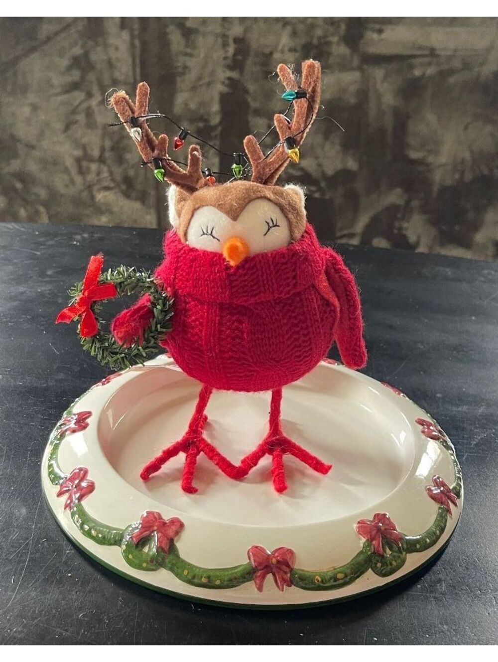North Pole Trading Co. Noel Market Holiday Bird Figurine with Wreath